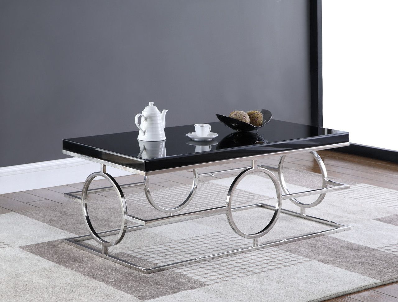 Cesario Modern Black Glass Top Coffee Table W/shaped Throughout Geometric Glass Modern Coffee Tables (View 2 of 15)