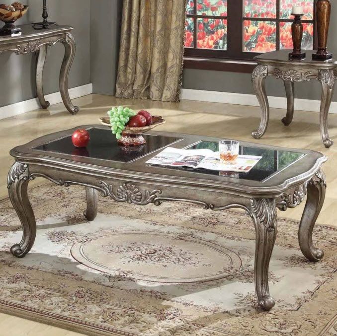 Chantelle Antique Silver Coffee Table Pertaining To Antique Gold Aluminum Coffee Tables (View 2 of 15)