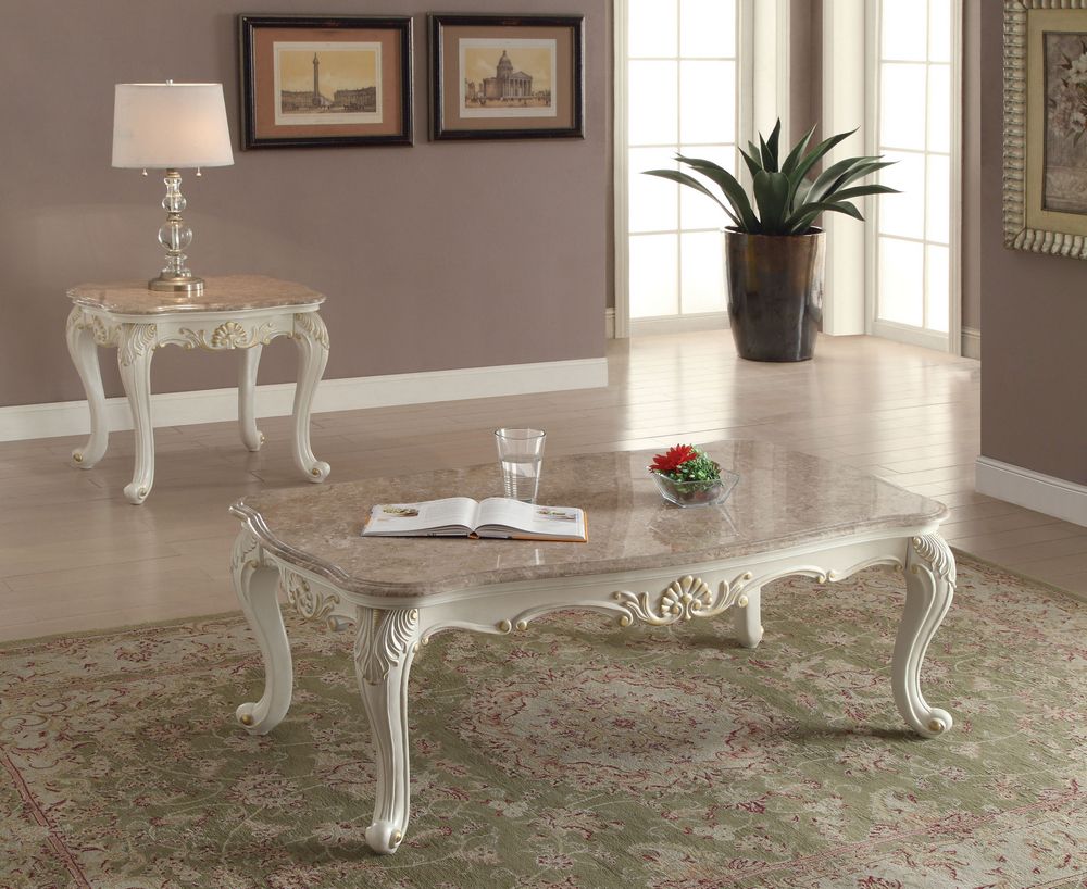 Chantelle Pearl White Rectangular Coffee Table W/ Marble Within White Triangular Coffee Tables (View 3 of 15)