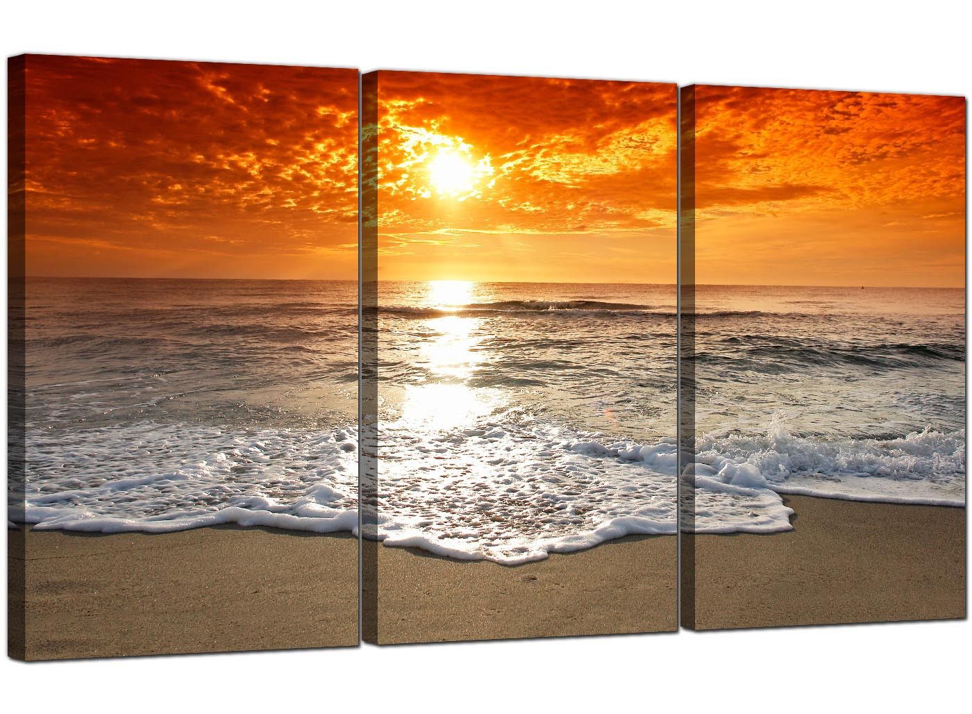 Cheap Beach Sunset Canvas Prints Uk Set Of 3 For Your In Sunset Wall Art (View 15 of 15)