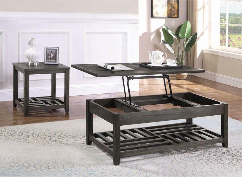 Cherish Grey Wood Lift Top Coffee Tablecoaster Throughout Gray Wood Black Steel Coffee Tables (View 11 of 15)