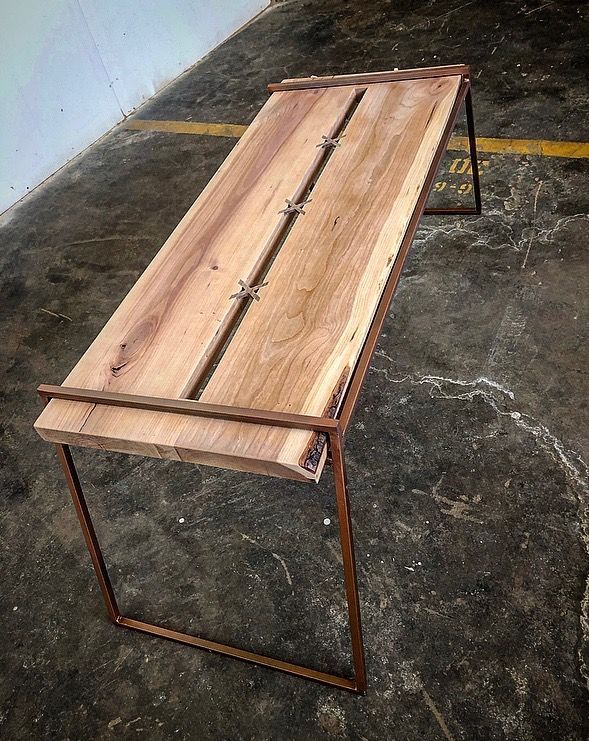 Cherry Wood Coffee Table With Walnut Floating X Joints In Pertaining To Rustic Walnut Wood Coffee Tables (View 11 of 15)