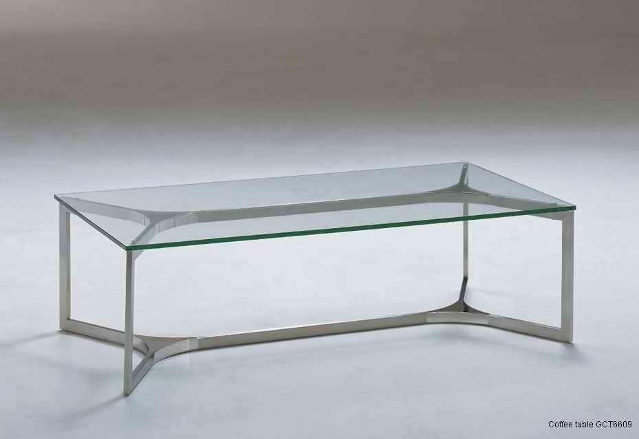 China Stainless Steel Rectanglar Coffee Table With Clear Inside Glass And Stainless Steel Cocktail Tables (View 8 of 15)