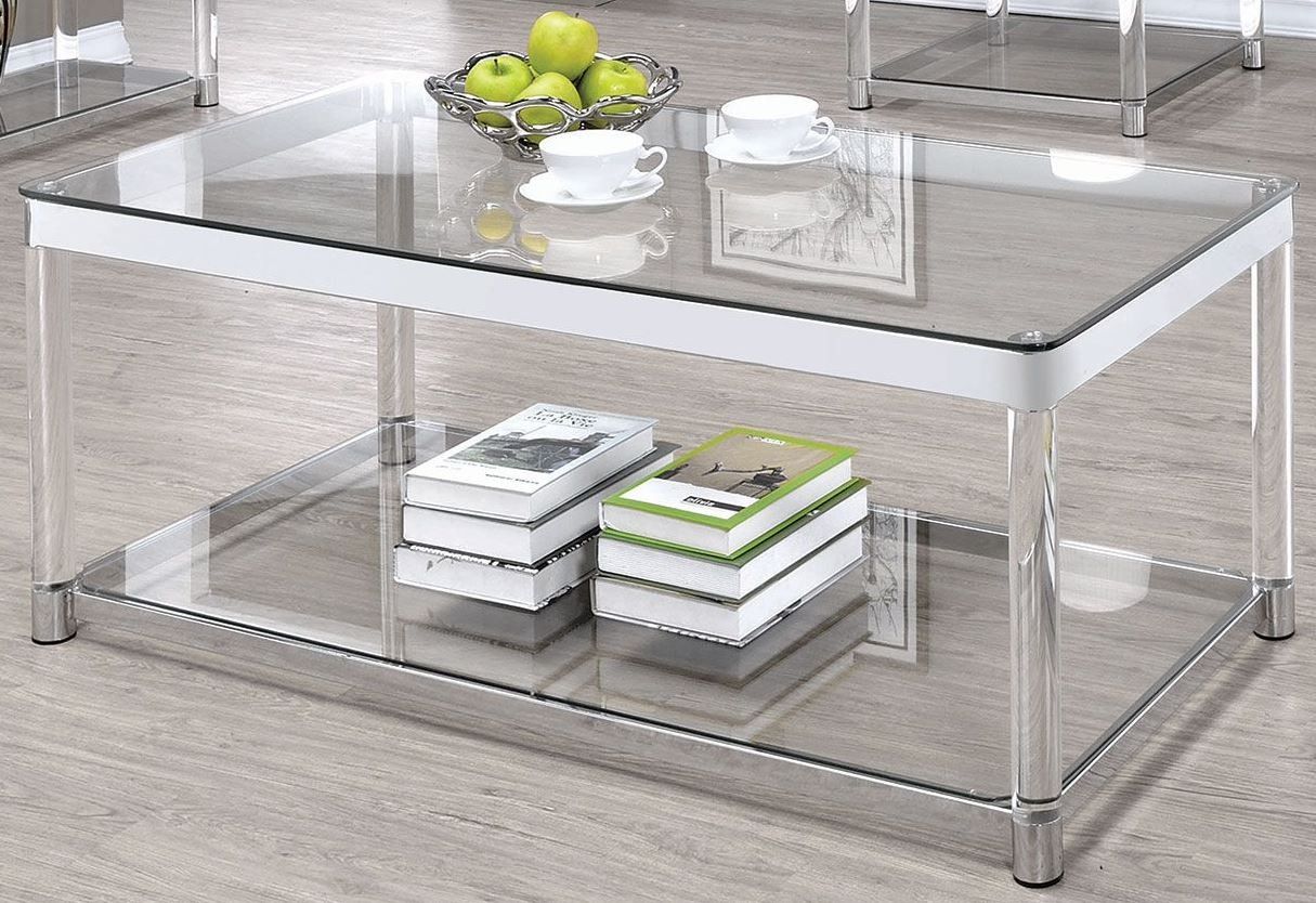 Chrome And Clear Acrylic Rectangular Coffee Table From Throughout Chrome And Glass Rectangular Coffee Tables (View 15 of 15)