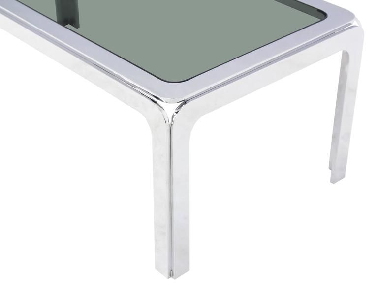 Chrome And Smoke Glass Top Rectangular Coffee Table For In Chrome And Glass Rectangular Coffee Tables (Photo 8 of 15)