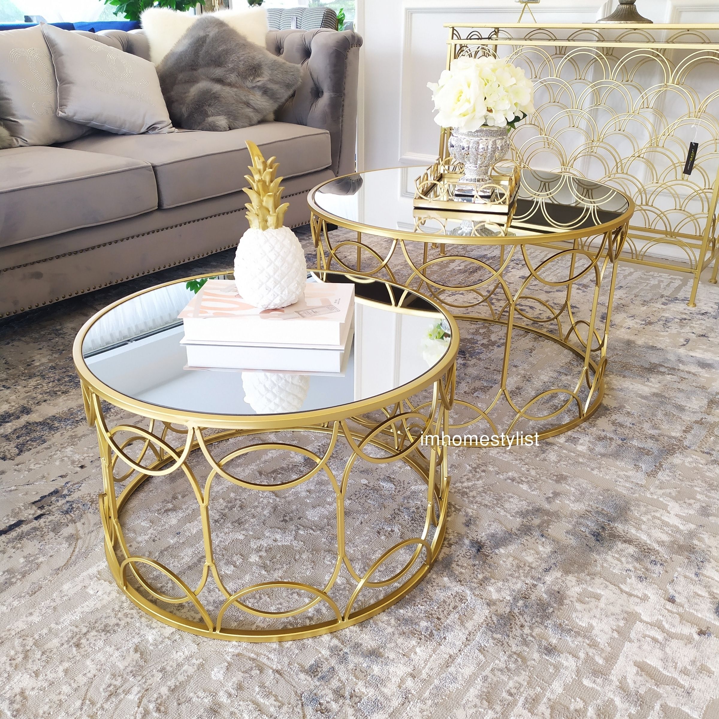 Citterio Gold Round Coffee Table (set) – Imhomestylist With Gold Coffee Tables (View 7 of 15)