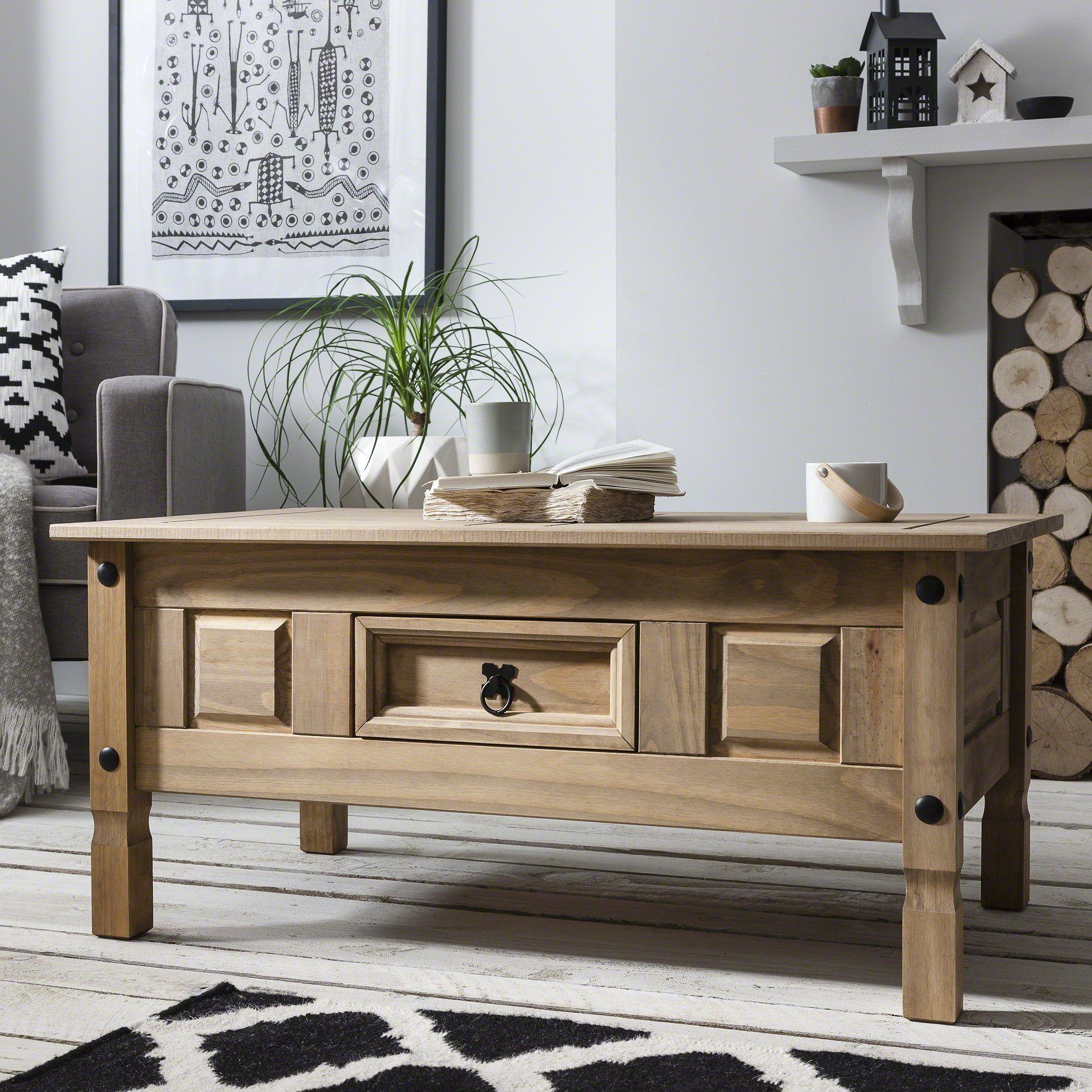 Classic Wood Corona Coffee Table With Storage In Wood Coffee Tables (View 6 of 15)