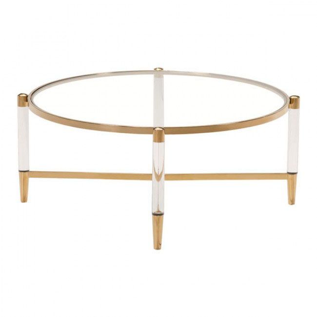 Clear Acrylic Gold Round Coffee Table | Modern Furniture Pertaining To Silver And Acrylic Coffee Tables (View 3 of 15)