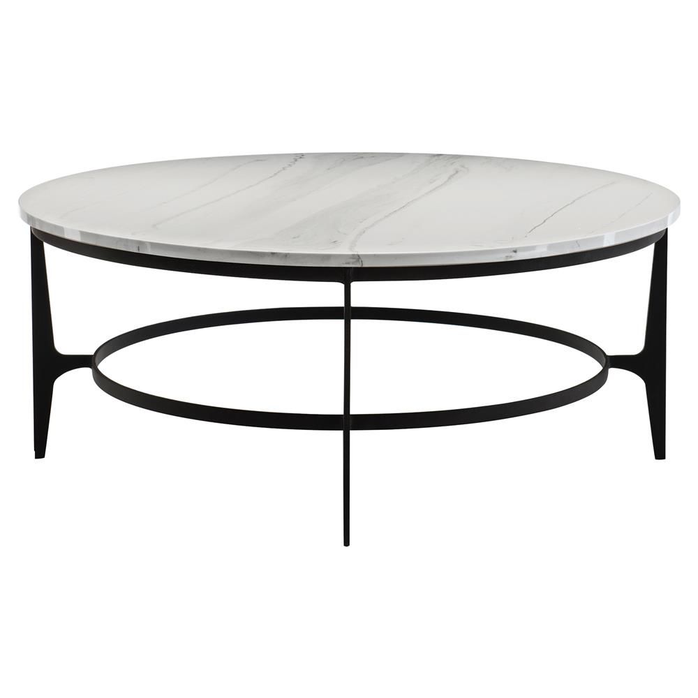 Cleo Modern Classic Round White Faux Marble Top Black Intended For Marble And White Coffee Tables (View 15 of 15)