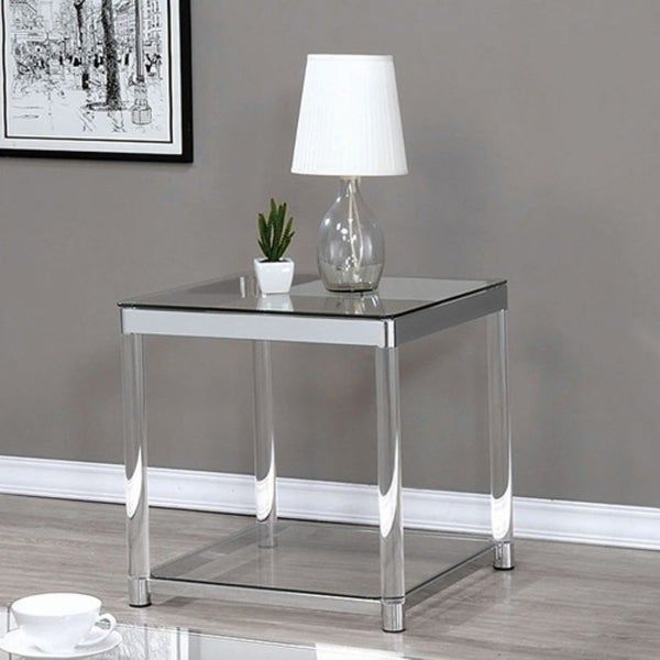 Contemporary Coffee Table With Tempered Glass Top & Chrome Throughout Chrome And Glass Modern Coffee Tables (View 10 of 15)