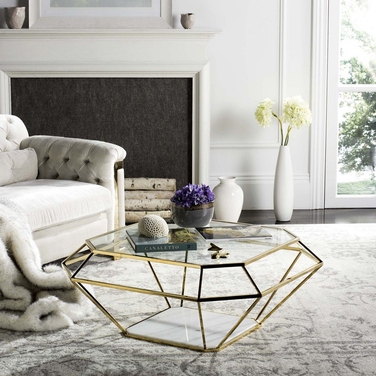 Contemporary Geometric Marble Metal Coffee Table – Safavieh With Regard To Geometric Glass Top Gold Coffee Tables (View 6 of 15)