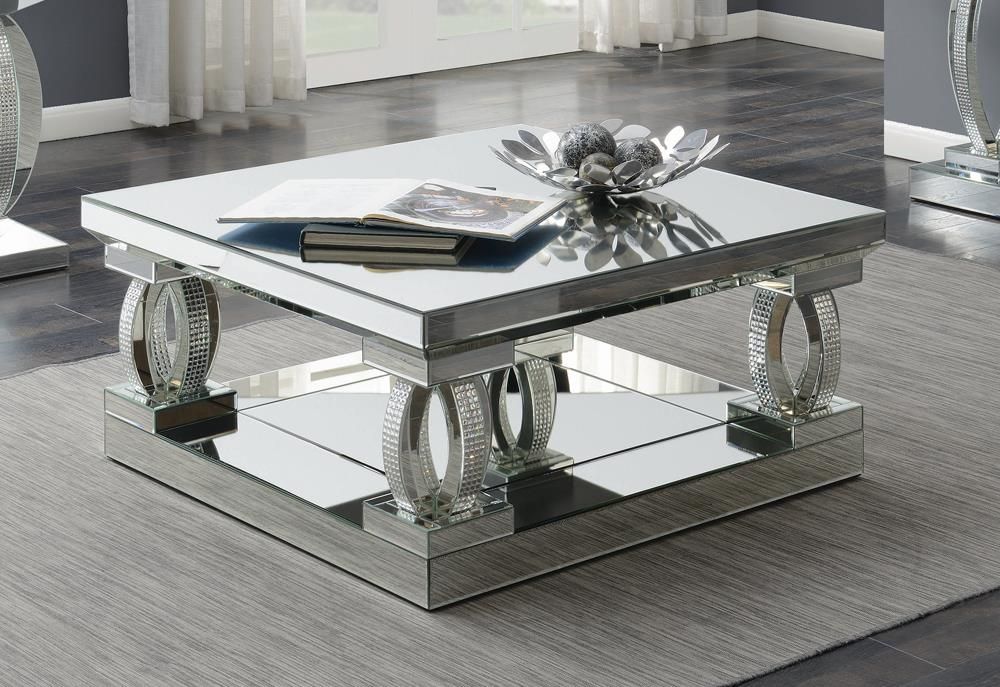 Contemporary Silver Mirrored Coffee Tablecoaster In Silver And Acrylic Coffee Tables (View 5 of 15)