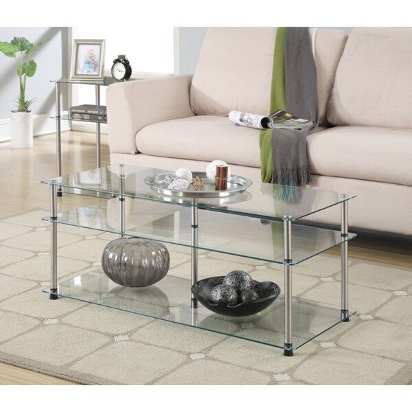 Convenience Concepts Designs2go Clear Glass 3 Tier Coffee Regarding 3 Tier Coffee Tables (View 12 of 15)