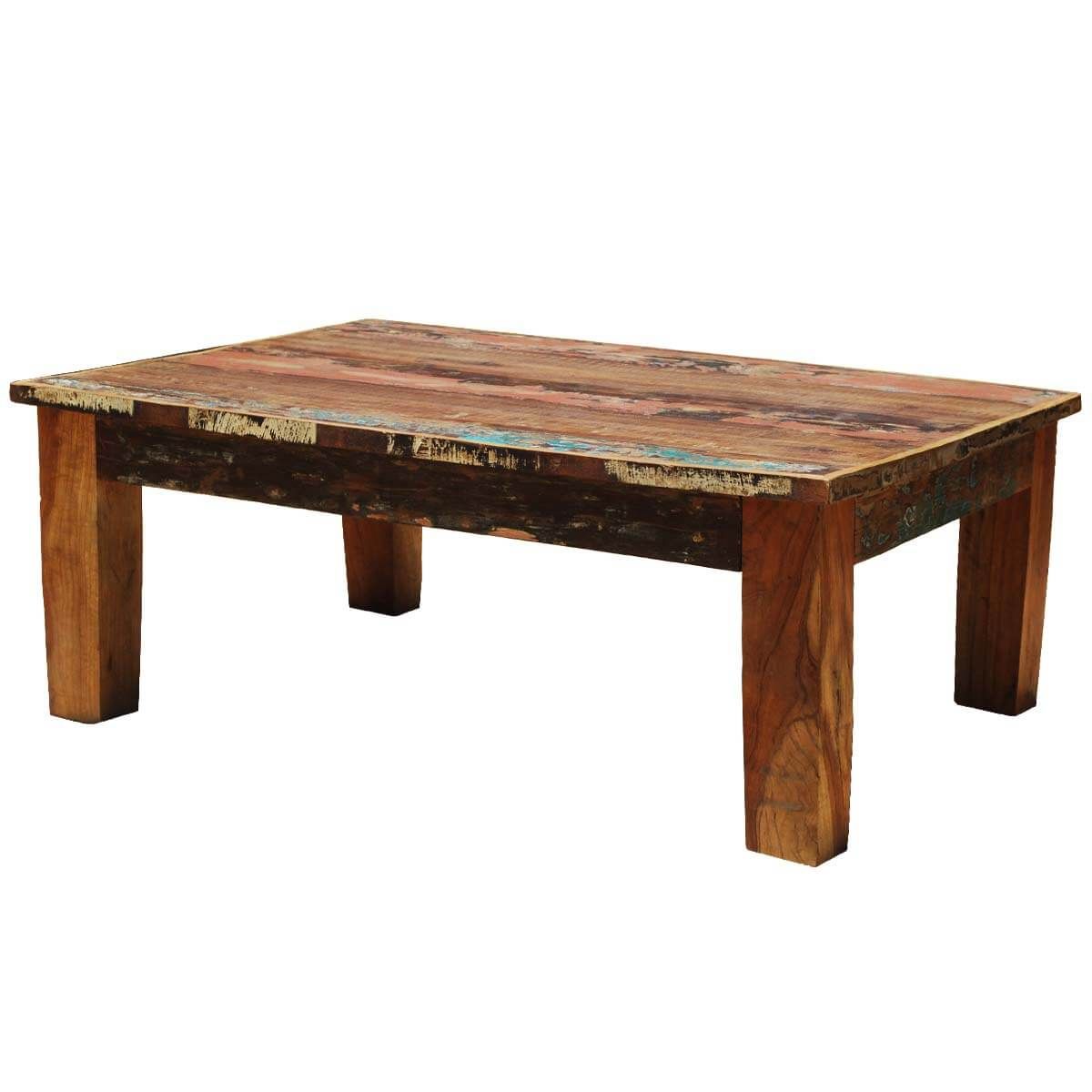Culbertson Rustic Reclaimed Wood Rectangle Coffee Table With Regard To Square Weathered White Wood Coffee Tables (View 9 of 15)