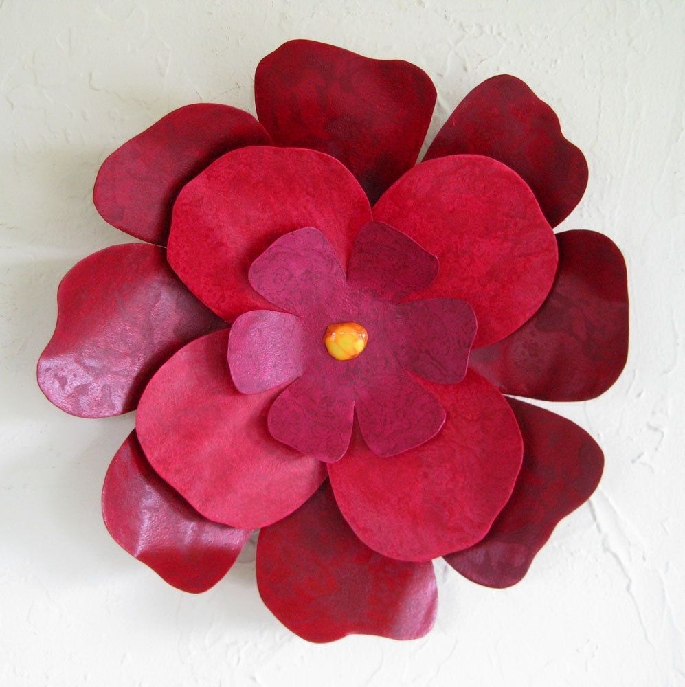 Custom Handmade Upcycled Metal Hibiscus Flower Wall Art In With Regard To Flowers Wall Art (View 5 of 15)