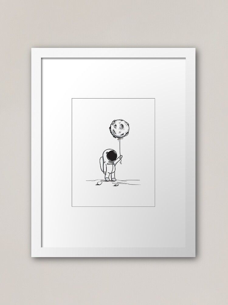 "cute Astronaut Holding Moon Balloon With Craters Hd High Within Balloons Framed Art Prints (View 9 of 15)