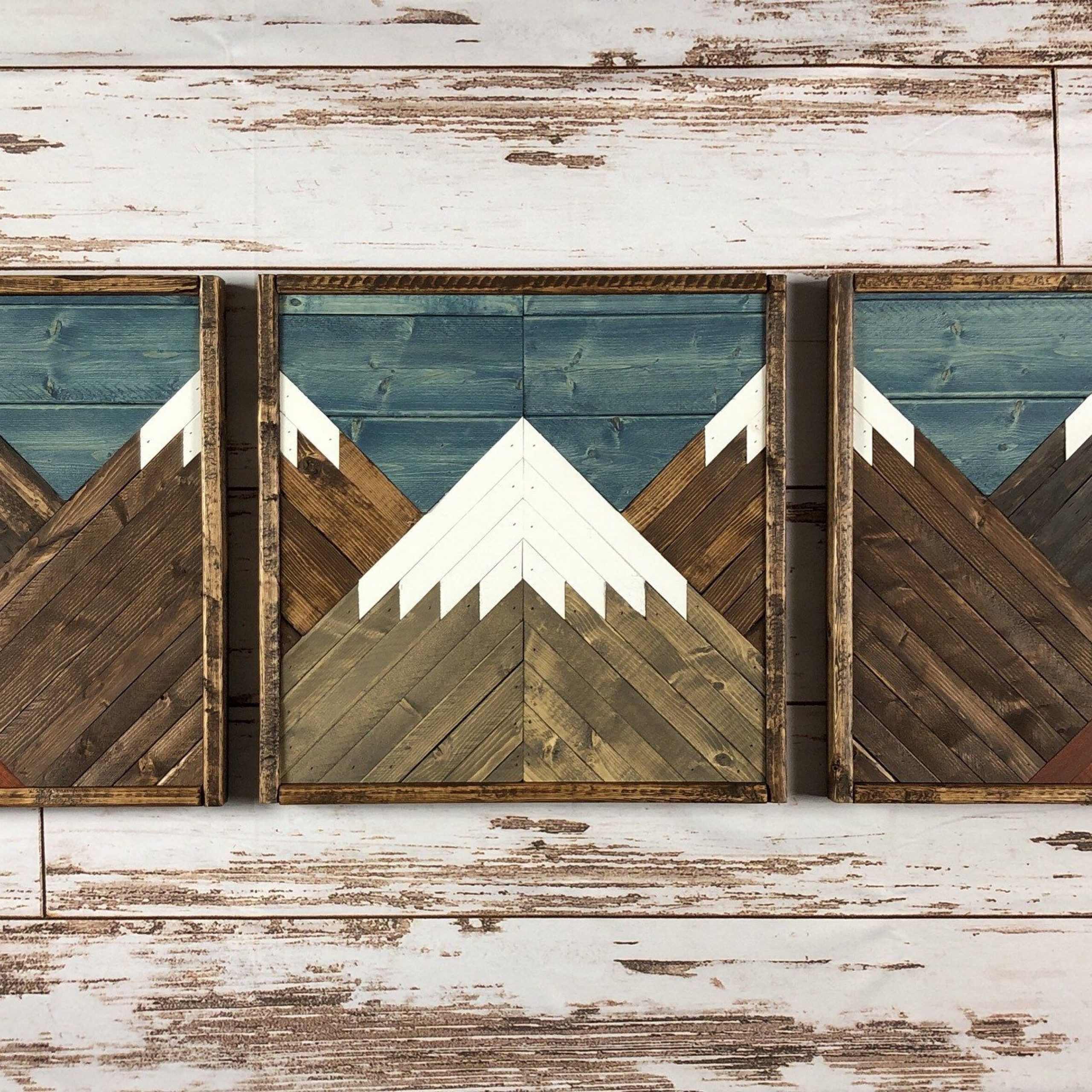 Dark Stained Mountain Tops Set Of  (View 12 of 15)