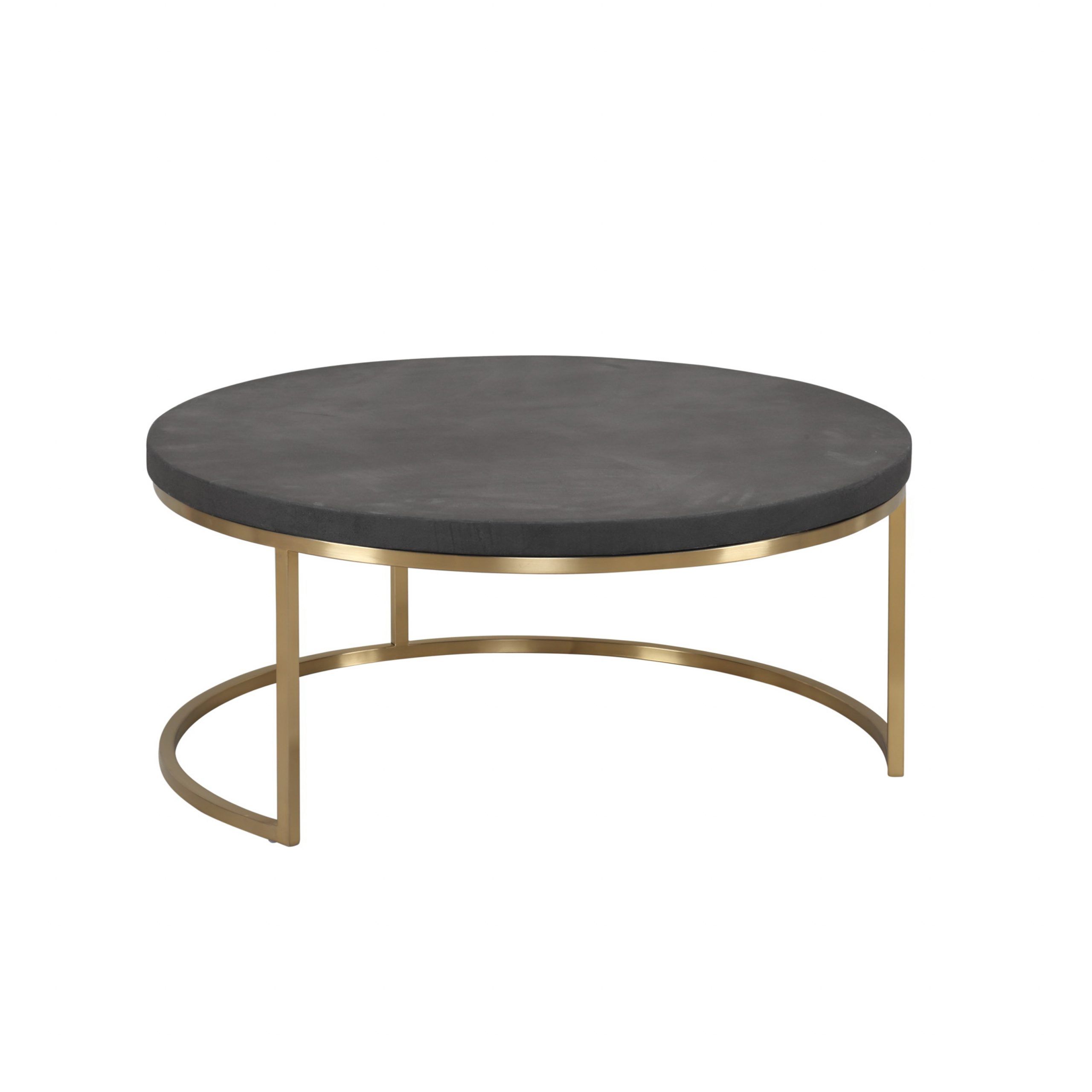 Deco 35" Round Coffee Table Black Concrete Laminate With Intended For Square Black And Brushed Gold Coffee Tables (View 9 of 15)
