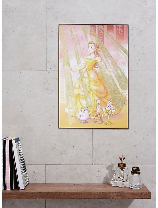 Disney Beauty And The Beast Belle Glitter Print Poster With Pop Art Wood Wall Art (View 12 of 15)