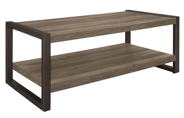 Dogue Brown Wood/metal Cocktail Table With Lower Shelf For Brown Wood Cocktail Tables (View 11 of 15)