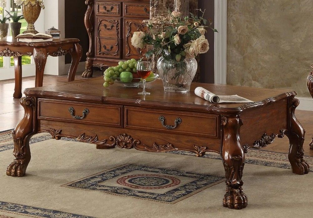 Dresden Cherry Oak Wood Rectangular Coffee Table W For Black And Oak Brown Coffee Tables (View 15 of 15)