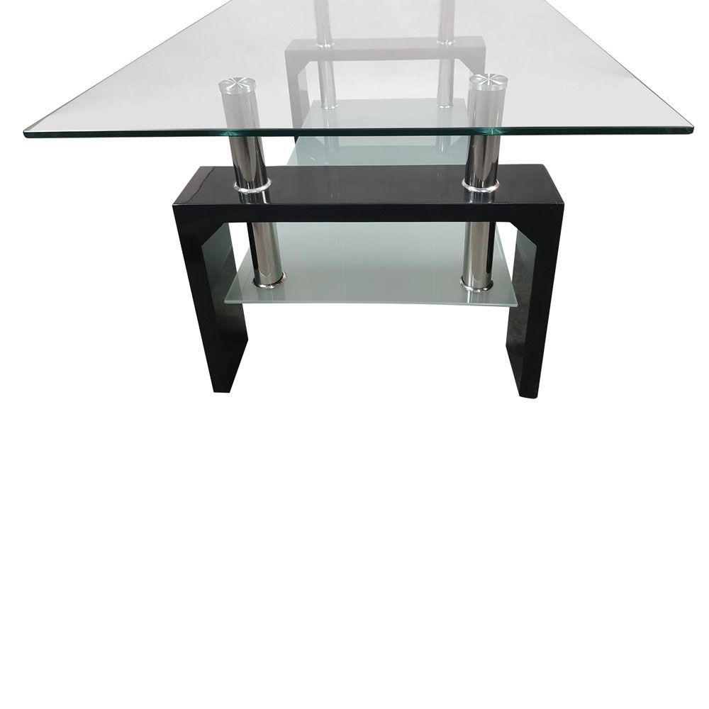 Durable Rectangular Glass Coffee Table Walnut Shelf Chrome Intended For Chrome And Glass Rectangular Coffee Tables (Photo 4 of 15)