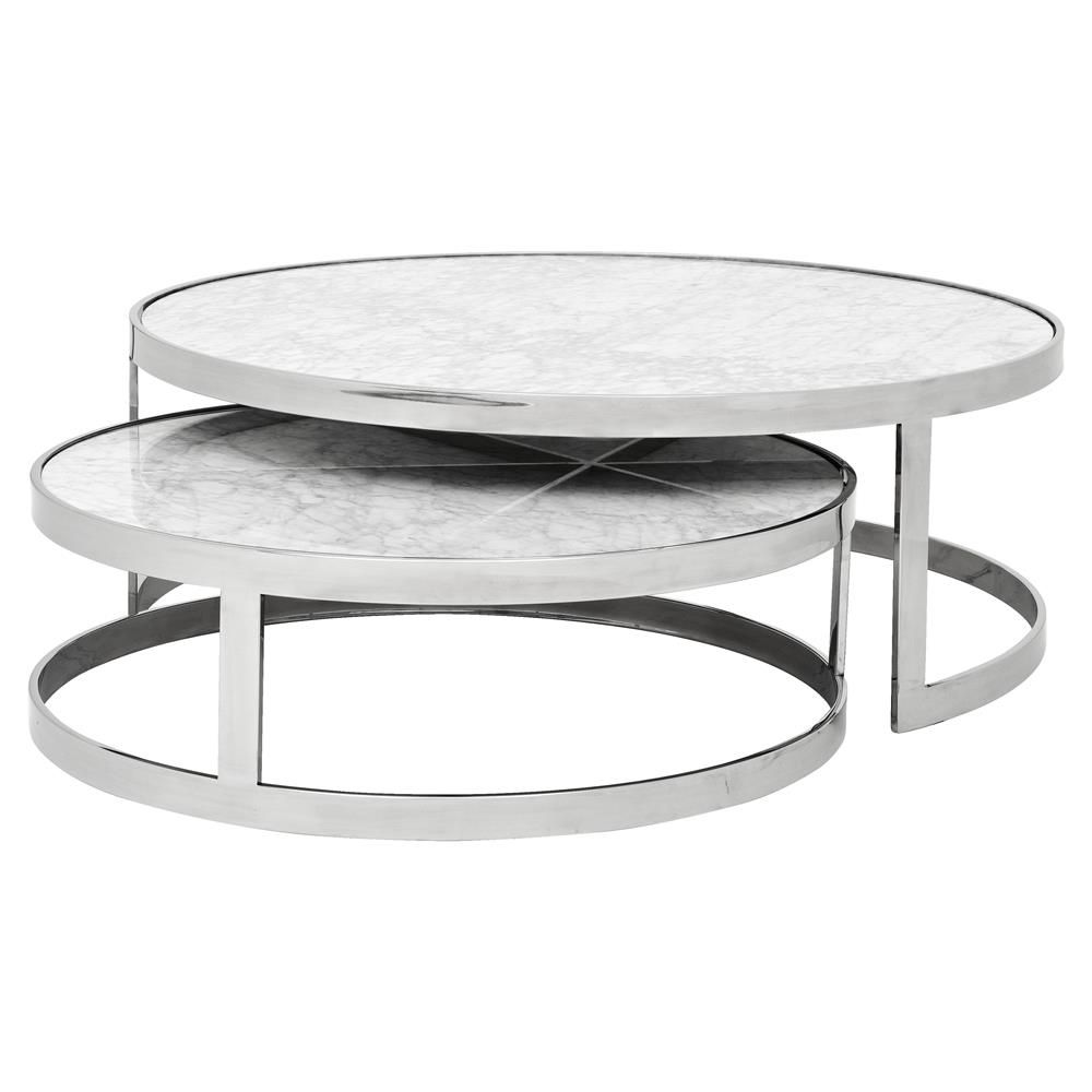Eichholtz Fletcher Modern Classic White Marble Top Round Pertaining To Marble And White Coffee Tables (View 14 of 15)