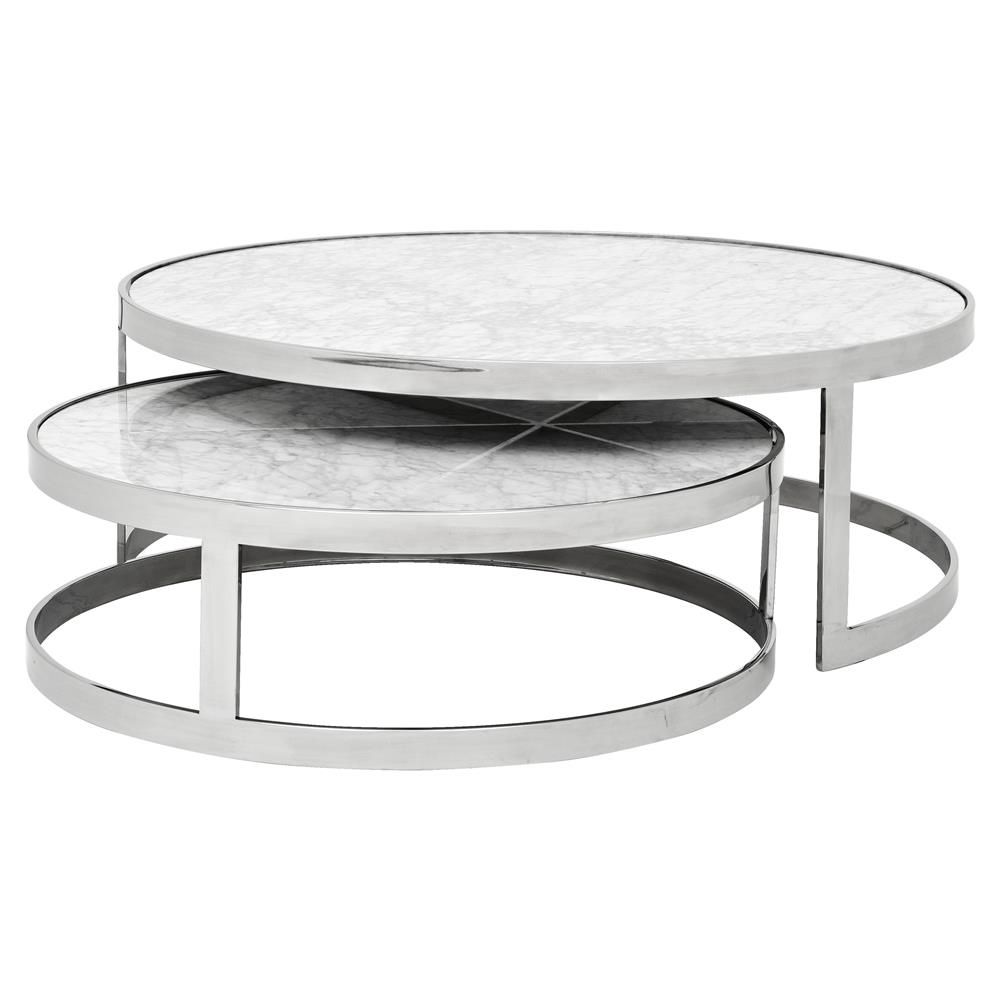 Eichholtz Orlando Modern Silver White Stone 2 Piece Round With Regard To White Stone Coffee Tables (View 10 of 15)