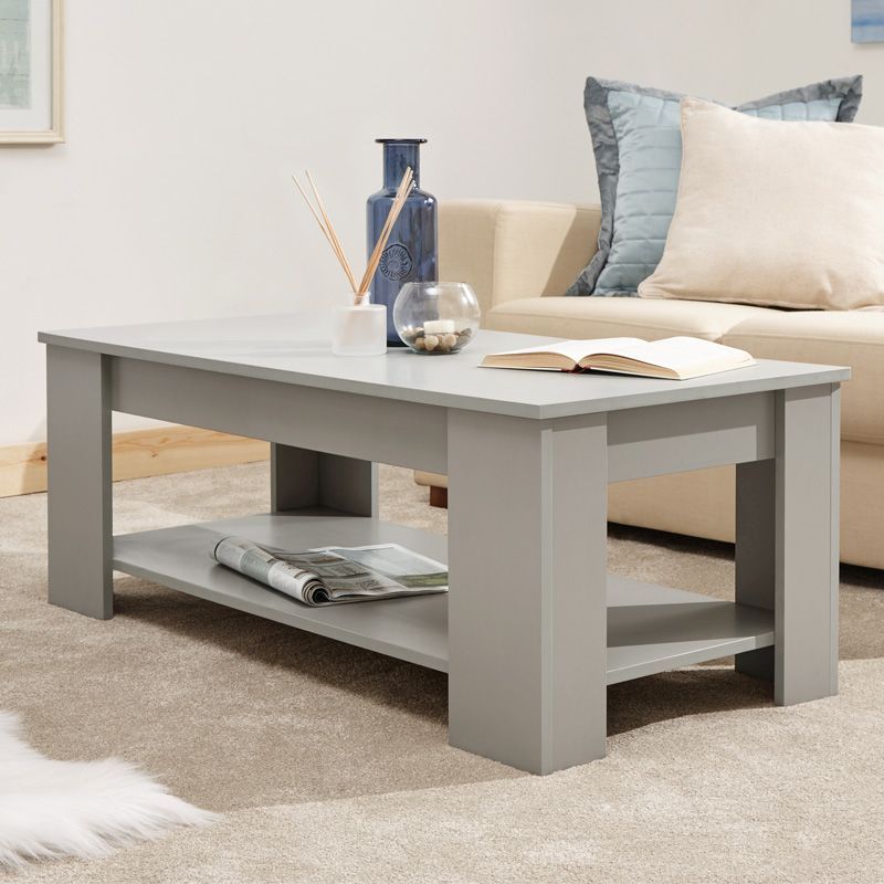Ember Lift Up Coffee Table Grey 1 Shelf – Buy Online At Qd With Regard To 1 Shelf Coffee Tables (View 8 of 15)