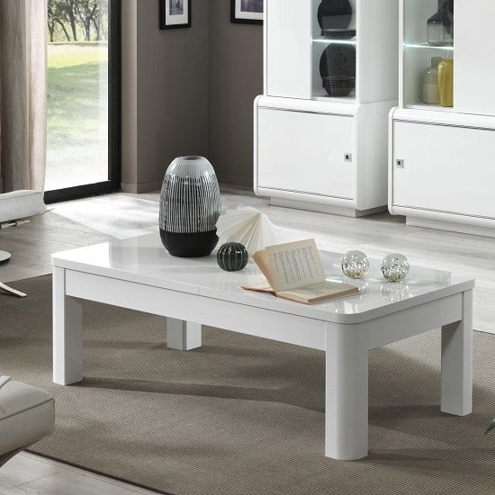 Enox Coffee Table Rectangular In White High Gloss Pertaining To White Gloss And Maple Cream Coffee Tables (Photo 1 of 15)