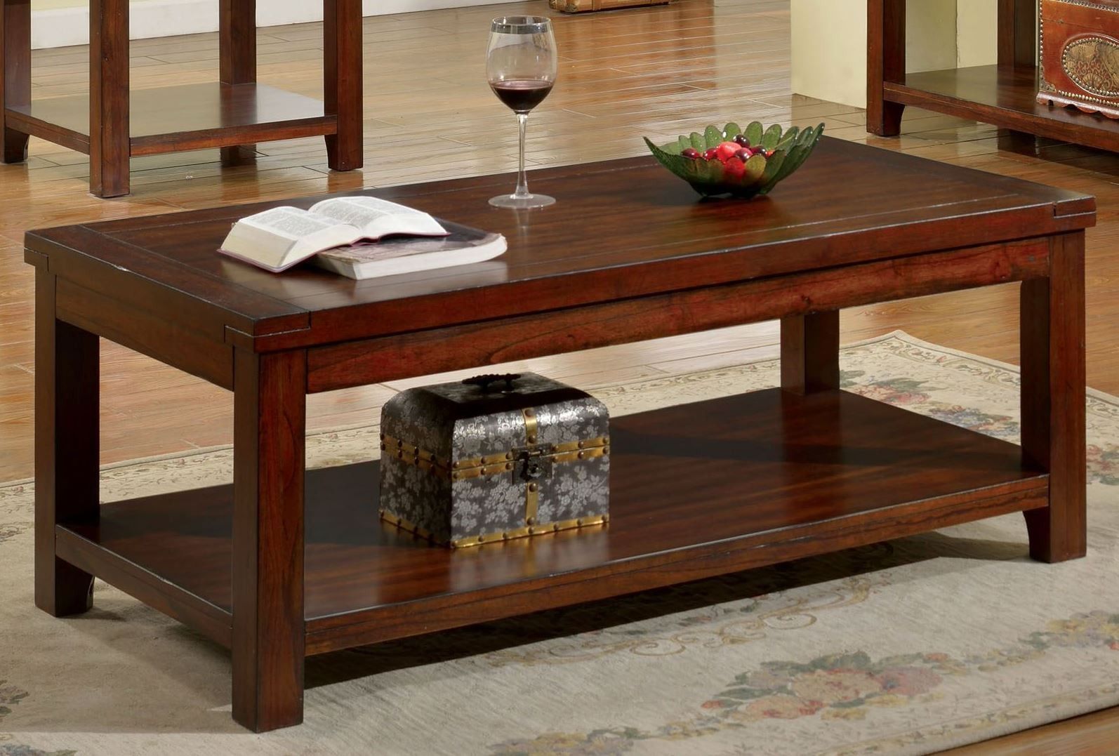 Estell Cherry Coffee Table From Furniture Of America Pertaining To Heartwood Cherry Wood Coffee Tables (View 2 of 15)