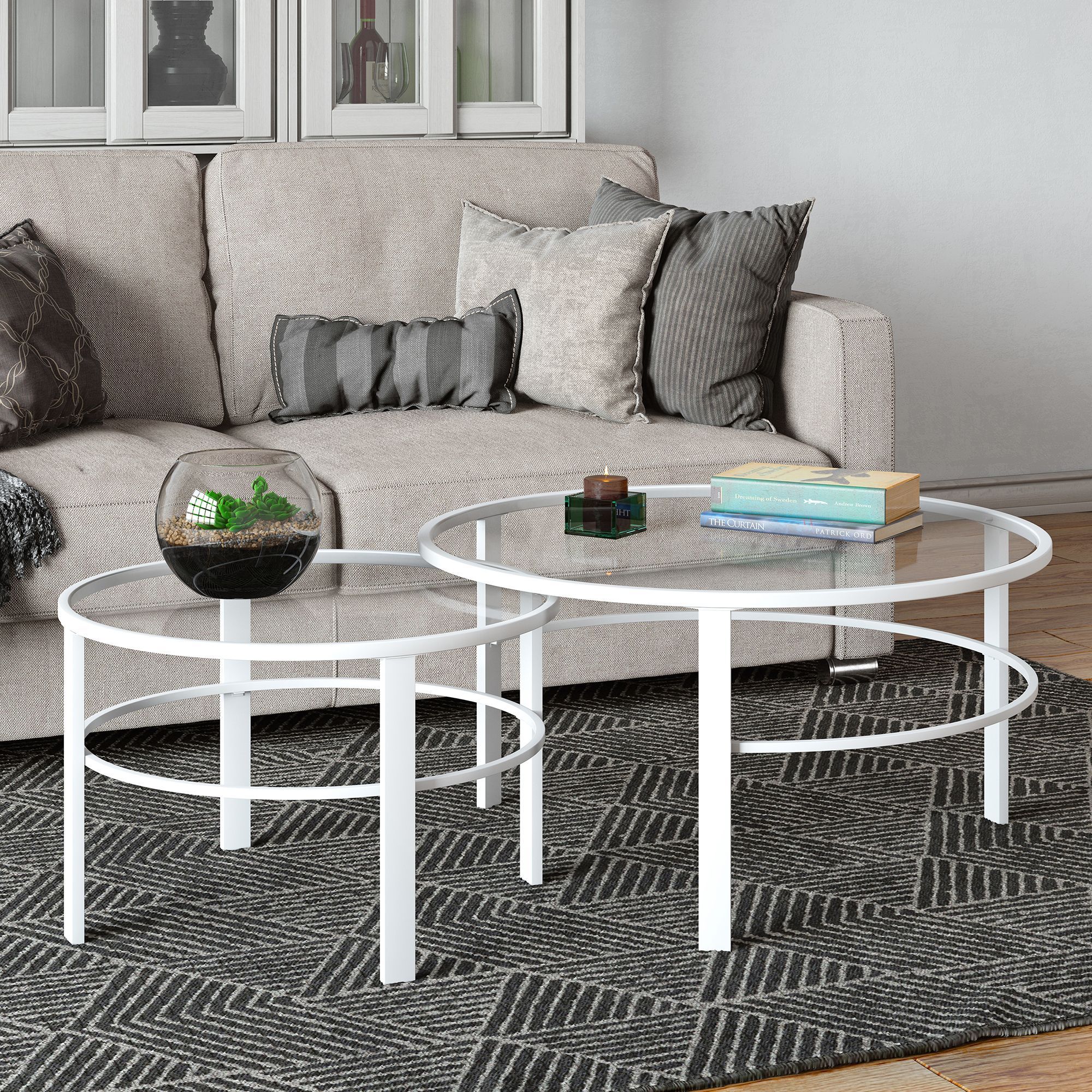 Evelyn&zoe Contemporary Nesting Coffee Table Set With Pertaining To Geometric Glass Modern Coffee Tables (View 1 of 15)