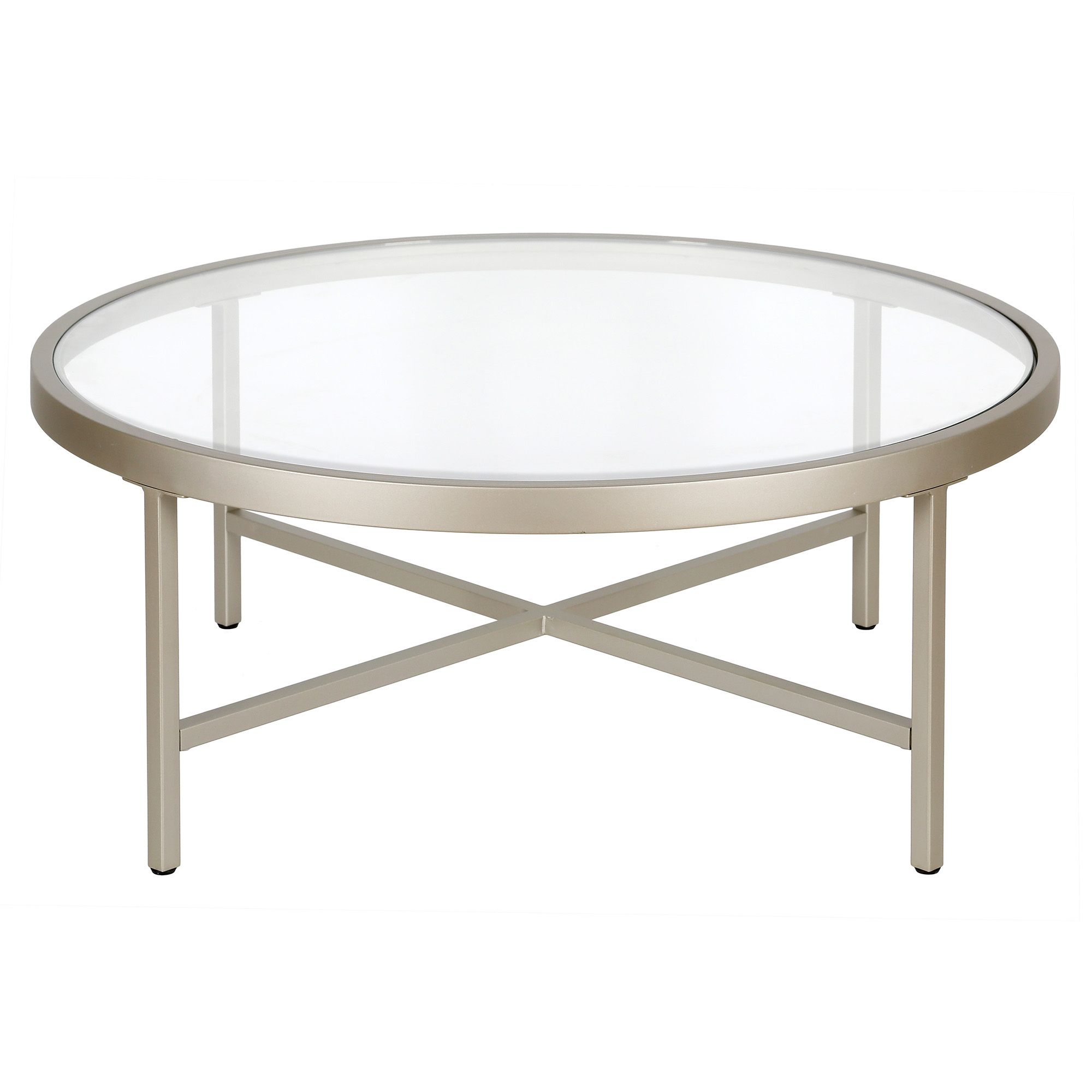 Evelyn&zoe Contemporary Round Coffee Table With Glass Top Within Geometric Glass Modern Coffee Tables (View 11 of 15)