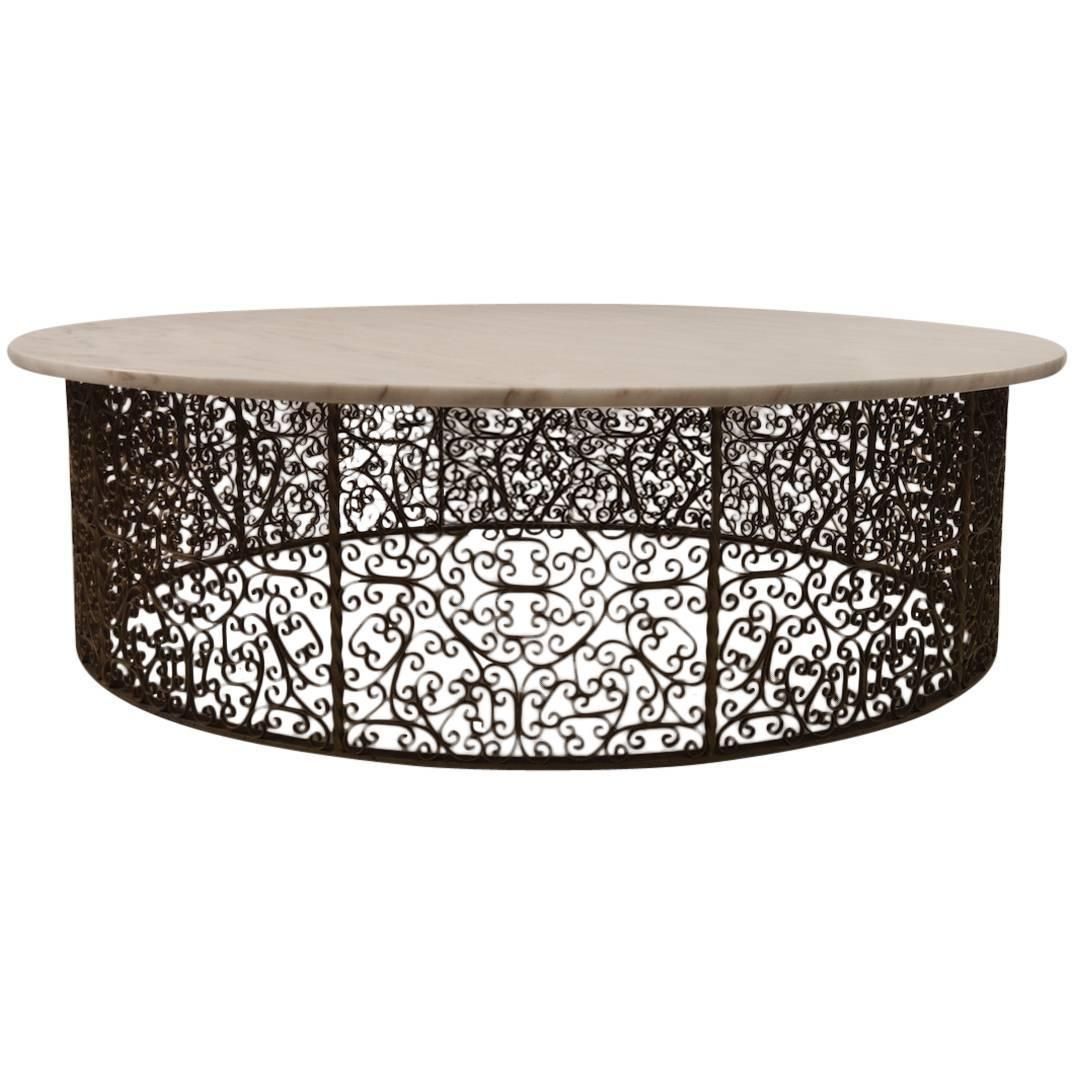 Extra Large Circular Wrought Iron And Marble Table For With Wrought Iron Cocktail Tables (View 13 of 15)