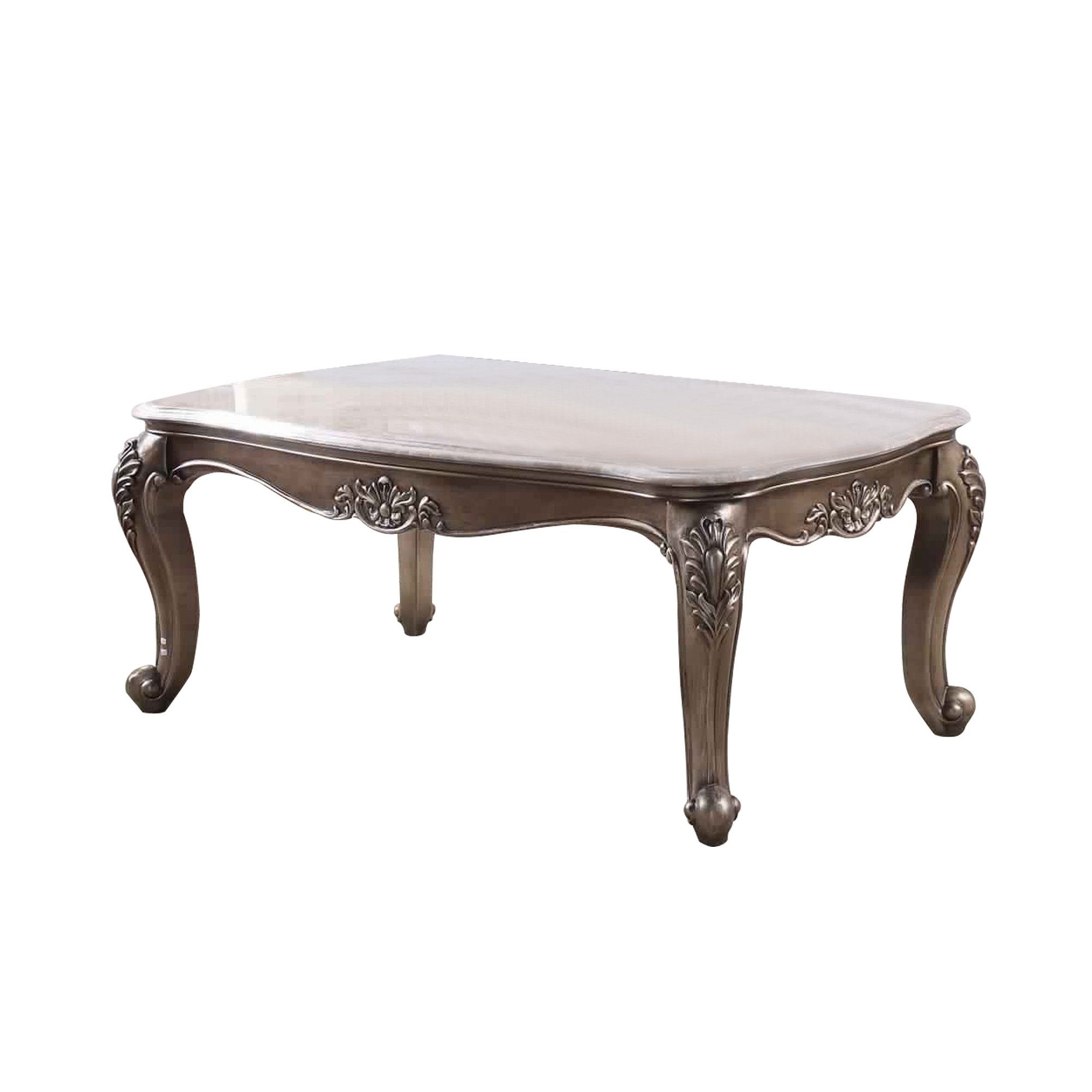Faux Marble Top Engraved Wooden Frame Coffee Table, Off With Faux White Marble And Metal Coffee Tables (View 6 of 15)