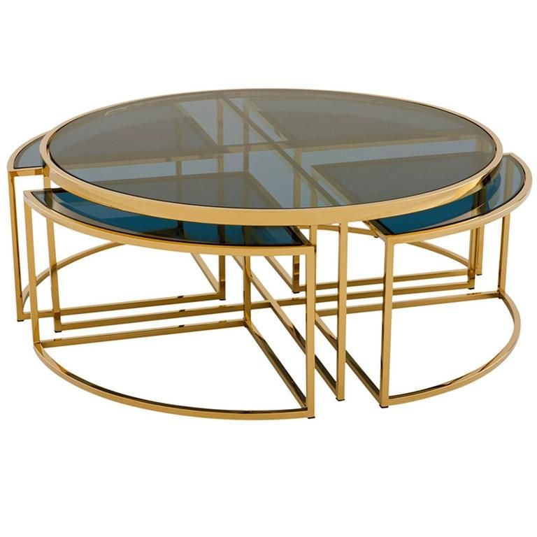Four Pieces Coffee Table In Gold Finish Or Polished For Square Black And Brushed Gold Coffee Tables (View 1 of 15)