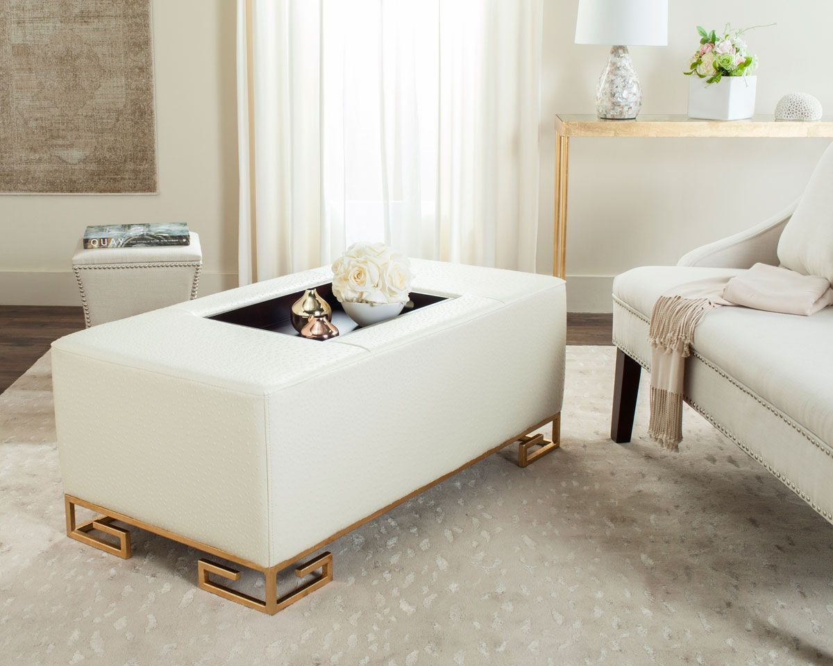Fox6243a Coffee Tables, Ottomans – Furnituresafavieh With Regard To Cream And Gold Coffee Tables (View 11 of 15)