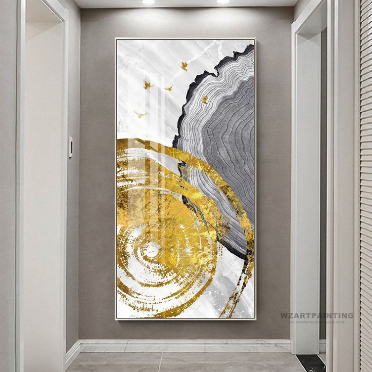 Frame Wall Art Modern Abstract Gold Birds Annual Ring With Regard To Modern Framed Art Prints (View 14 of 15)
