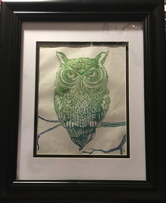 Framed Celtic Owl Print 11 X 14 Blacksavvycreationsstudio With Regard To The Owl Framed Art Prints (View 11 of 15)