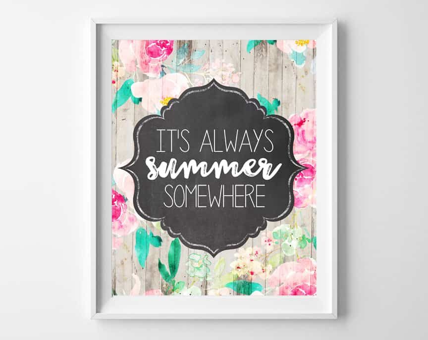 Free Summer Printable Art {rustic Floral Wall Art} Inside Summer Wall Art (View 11 of 15)