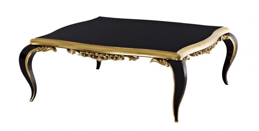 French Black Gloss And Gold Leaf Carved Square Coffee Regarding Antiqued Gold Leaf Coffee Tables (View 9 of 15)