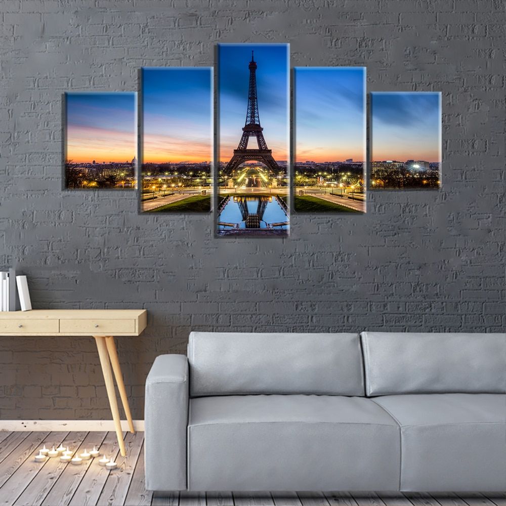 French Night View Of The Paris Tower Wall Art Modern In Night Wall Art (View 8 of 15)