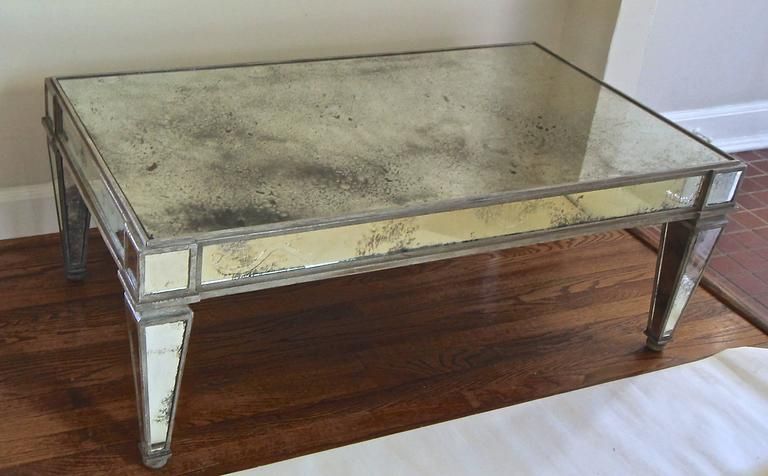 French Style Antiqued Mirror Cocktail Coffee Table At 1stdibs In Antique Mirror Cocktail Tables (Photo 11 of 15)