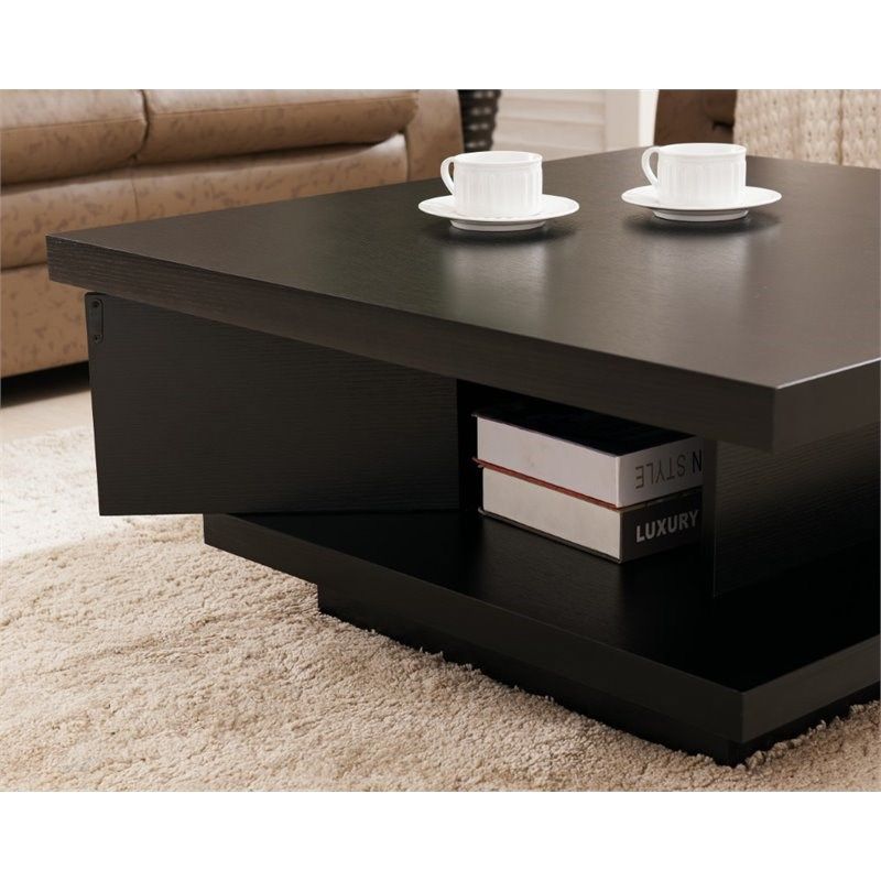 Furniture Of America Carenza Contemporary Square Wood Regarding Square Matte Black Coffee Tables (View 6 of 15)