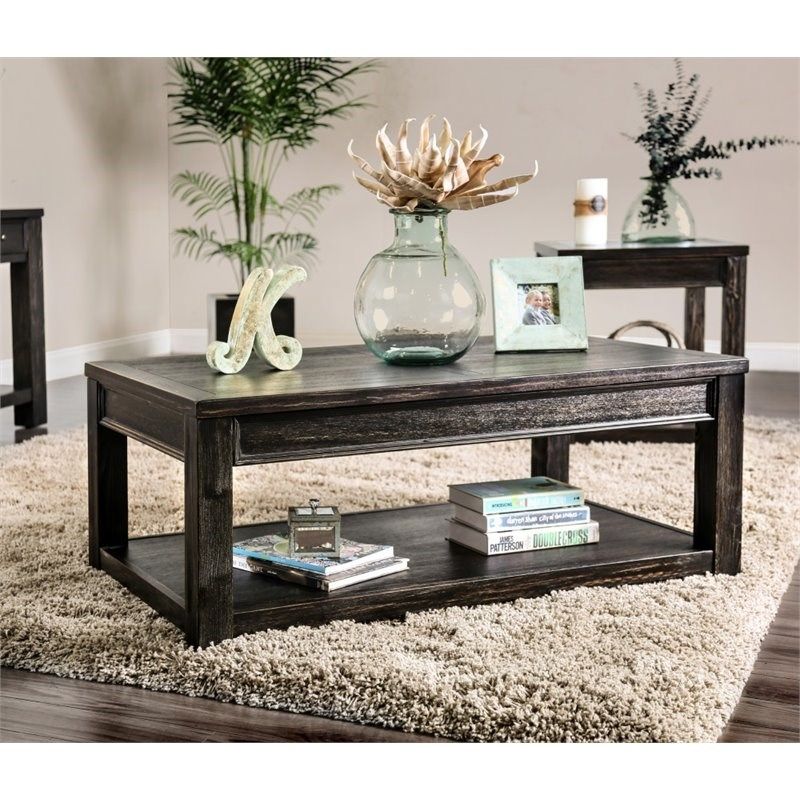 Furniture Of America Deston Wood 1 Shelf Coffee Table In In 1 Shelf Coffee Tables (View 9 of 15)