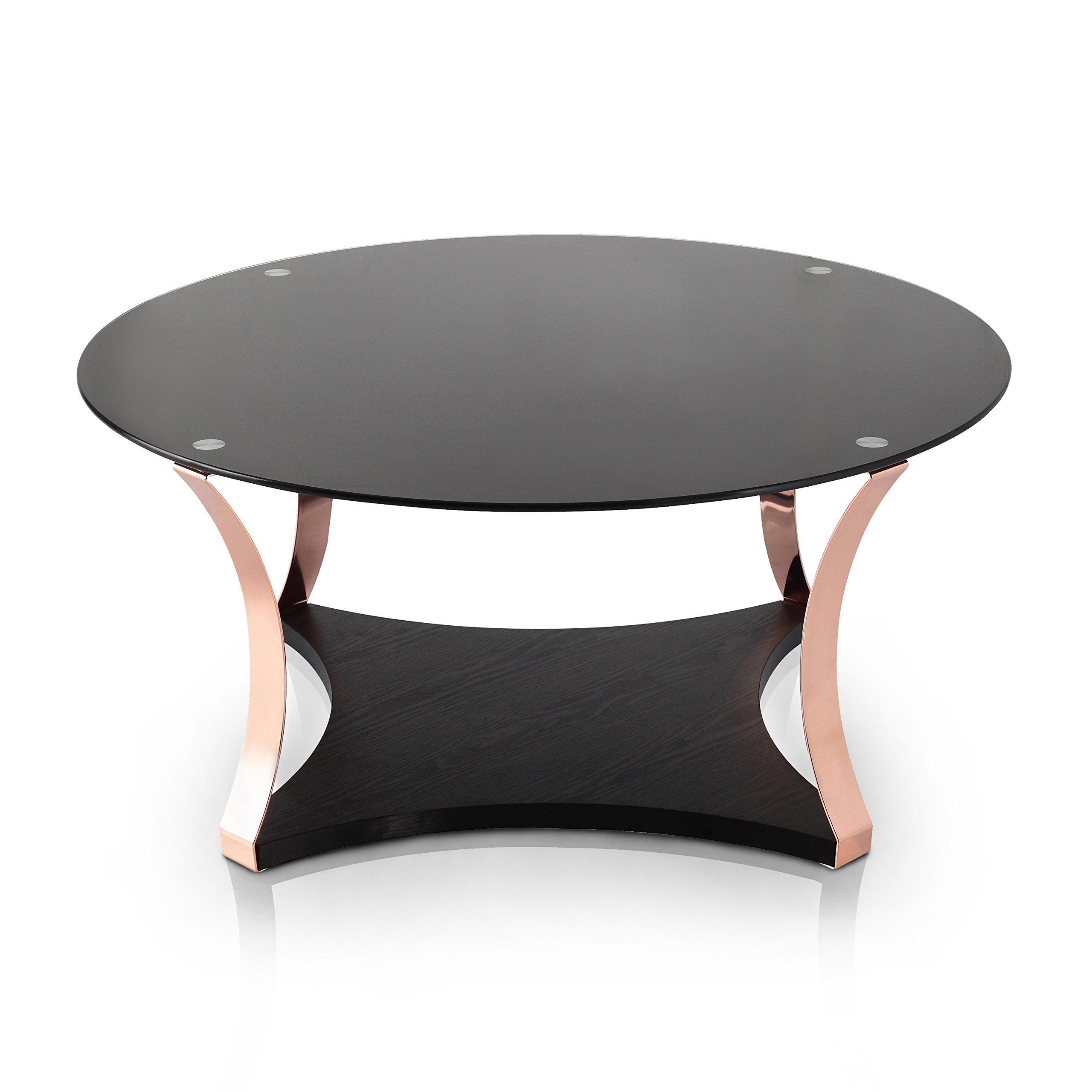 Furniture Of America Rosella Contemporary Mirrored Black For Black And Gold Coffee Tables (View 2 of 15)