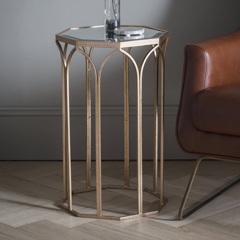 Gallery Direct Canterbury Octagonal Side Table, Gold Intended For Gold And Clear Acrylic Side Tables (View 11 of 15)