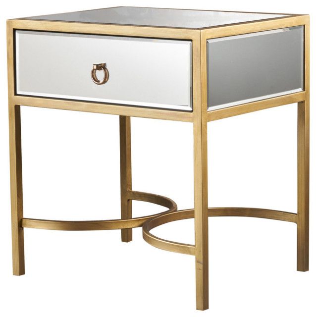 Gdf Studio Siryen Modern Mirror Finished Side Table With Within Gold And Mirror Modern Cube End Tables (View 10 of 15)