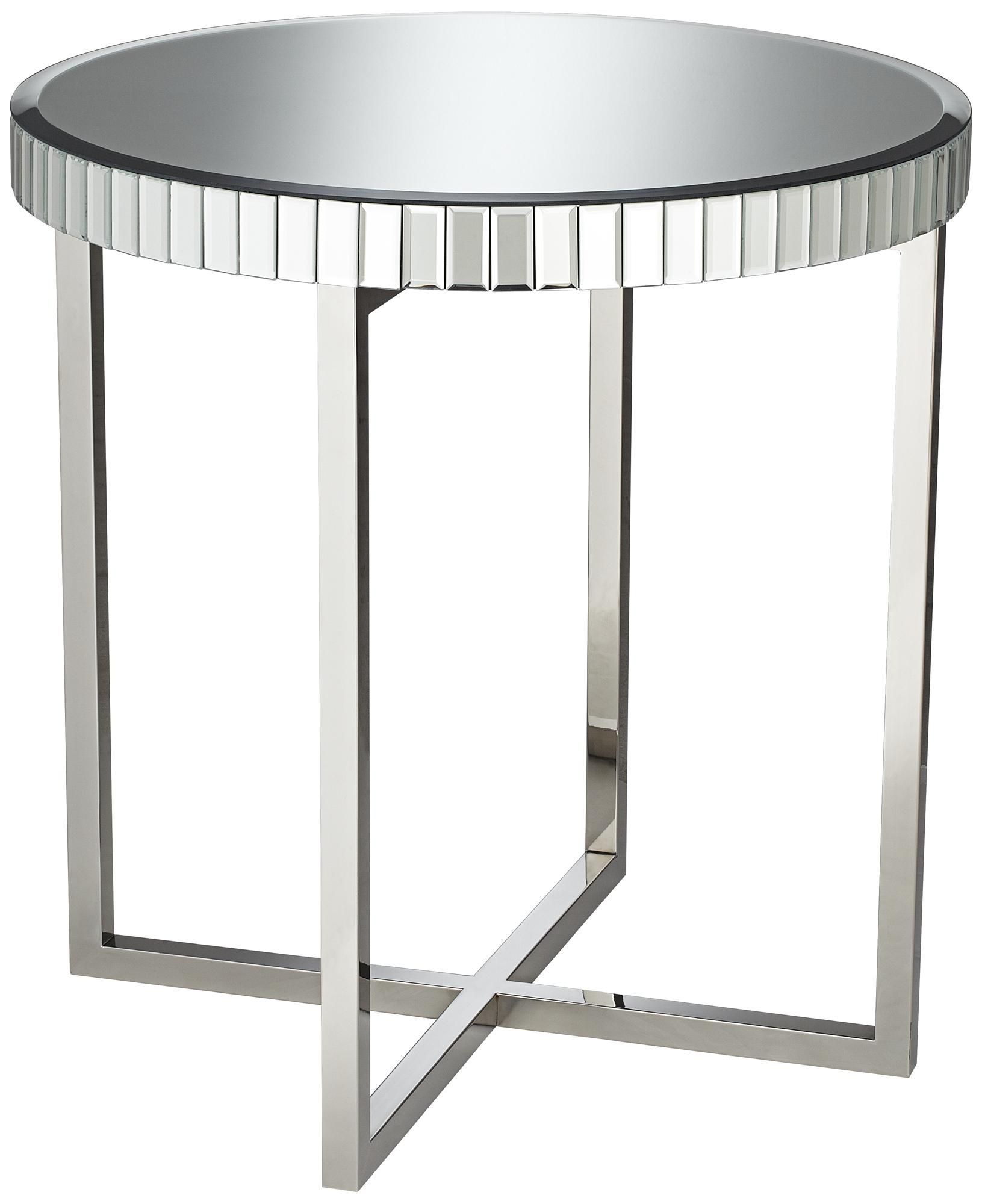 Giselle Round Mirrored End Table – #x0192 | Lamps Plus Within Gold And Mirror Modern Cube End Tables (View 5 of 15)