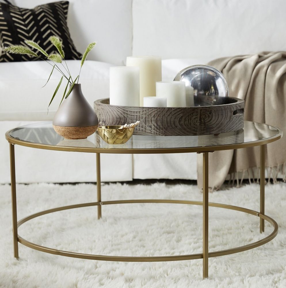 Glass Coffee Table Gold Cocktail Round Vintage Accent With Regard To Antique Gold And Glass Coffee Tables (View 6 of 15)